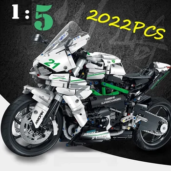 Hight-Tech 1:5 Mork 028000 H2 mototsikl 2022pcs qurilish bloklari Super Sport poyga avtomobil modeli to'plamlari bolalar uchun g'ishtli o'yinchoqlar sovg'alar