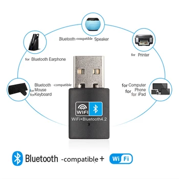 Mini 150Mbps simsiz simsiz Bluetooth-mos Adapter 2-in-1 RTL8723 kompyuter/ noutbuk/ ish stoli karnay uchun Dongle Transmitter