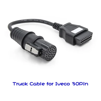 I-VE-CO 30 pinli ODB OBD2 diagnostik kabel adapteri uchun 16pin OBDII ulagichiga Iveco 30pin ODB2 kabeli uchun avtomobil diagnostikasi vositasi