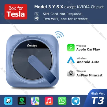 T-Box T3 T1 Tesla modeli uchun 3 Y S X havolasi Siri ovozli simsiz CarPlay Android Auto AirPlay Miracast vaze Apple uchun Spotify