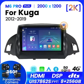 NaviFly Android 12 avtomobil radio Stereo 2din Ford Kuga uchun 2012-2019 GPS navigatsiya Multimedia DVD pleer CarPlay Avto 4G Bt5. 1